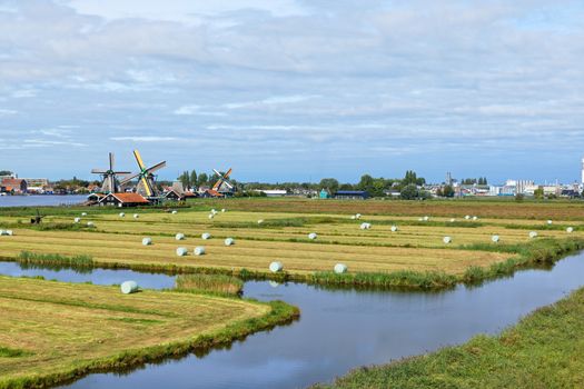 Dutch windmills in Netherlands close up footage