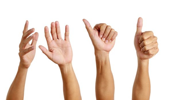 Set of hand man show symbol isolated on white background