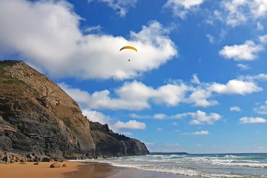 Para gliding at the west coast in Portugal