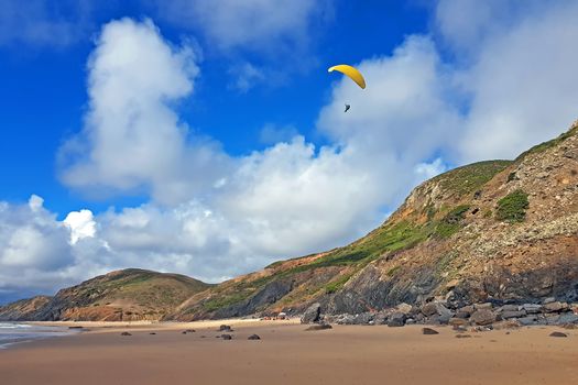 Para gliding at the west coast in Portugal