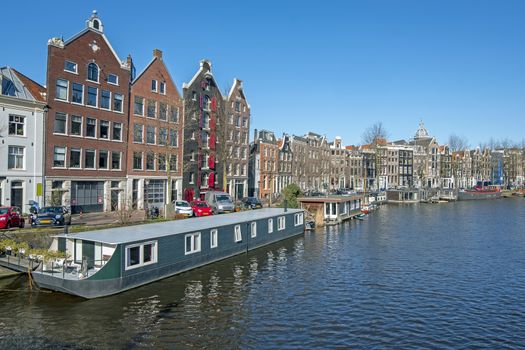 City scenic from Amsterdam at the Singel in the Netherlands