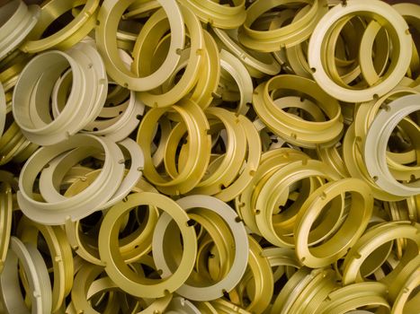 a batch of sulfur oxidated anodized aluminium parts.