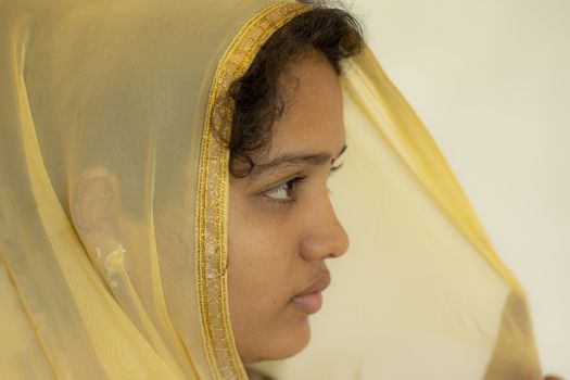 woman portrait .side view looking woman face, close up of woman face, beautiful woman face Image