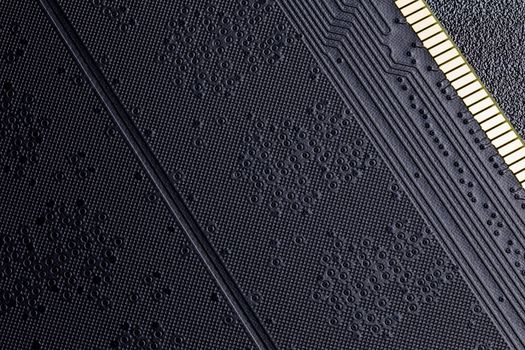 back side of black ram modules abstract black surface background.