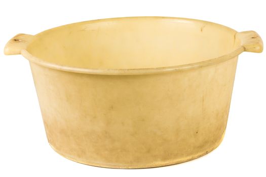 old dirty and scratchy white handwash basin isolated.