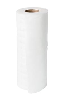White rolled viscose towel and wipe isolated on white background.