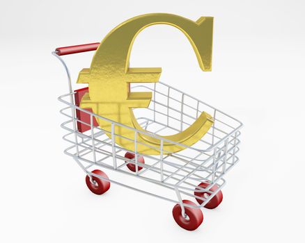 Buying euro forex concept 3d rendering golden texture sign isolated on white