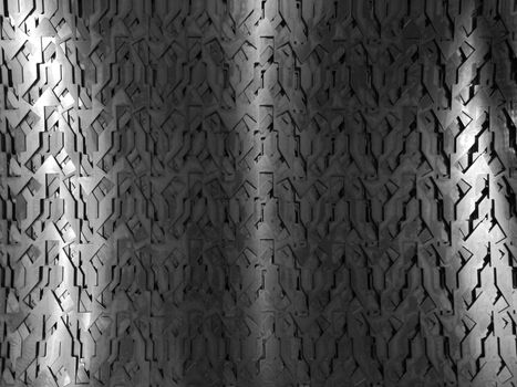 Light glow on grill pattern. Dark grainy industrial abstract background.