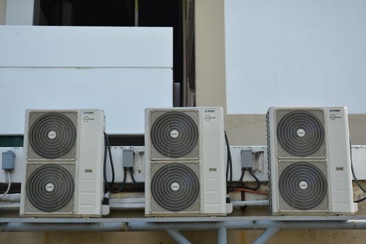 QUEZON CITY, PH - DEC 25 - York inverter air conditioner compressors on December 25, 2018 in Quezon City, Philippines.