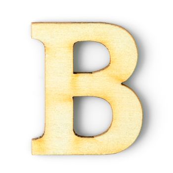 Wooden Alphabet study english letter with drop shadow on white background ,B