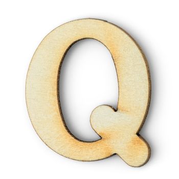 Wooden Alphabet study english letter with drop shadow on white background,Q