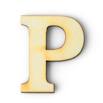 Wooden Alphabet study english letter with drop shadow on white background,P