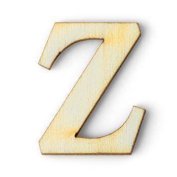 Wooden Alphabet study english letter with drop shadow on white background,Z