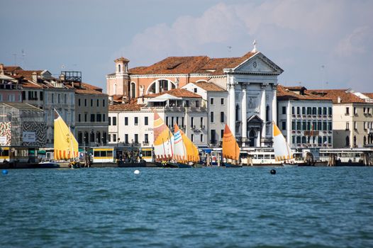 Venice, Italy - June 12, 2011:  Teams from Italy's four historic maritime republics compete in their annual regatta.