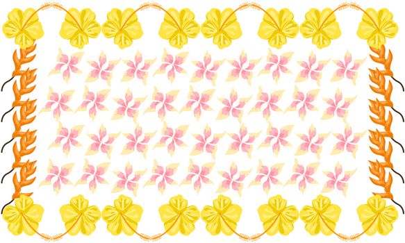 digital textile design of flowers and leaves