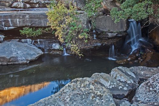 The Cascades is a series of small waterfalls in the Mahai River in Royal Natal National Park. Drakensberg. South Africa