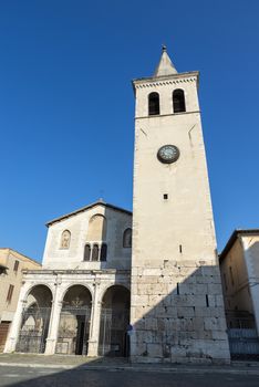 spoleto,itali august 07 2020:tower in square Garibaldi in the center of spoleto