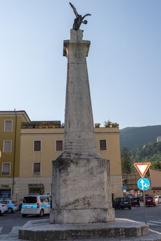 spoleto,itali august 07 2020:Garibaldi monument in the center of Spoleto