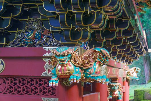 View of the Nitenmon Gate in the Taiyuinbyo Shrine, Nikko, Japan