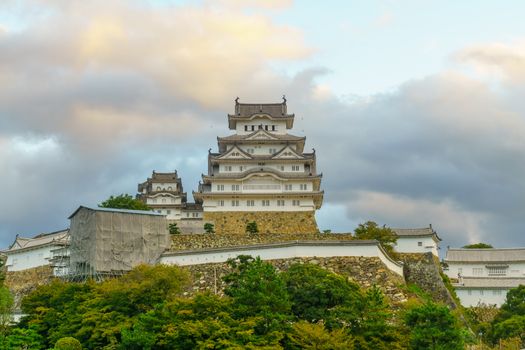 Sunrise view of the Himeji Castle, dated 1333, in the city of Himeji, Hyogo Prefecture, Japan