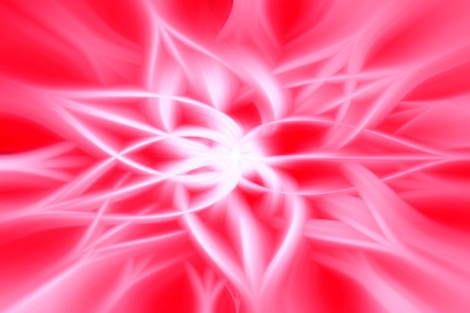 White intertwining 3d fibers on bright red background. Abstract web design. Illustration