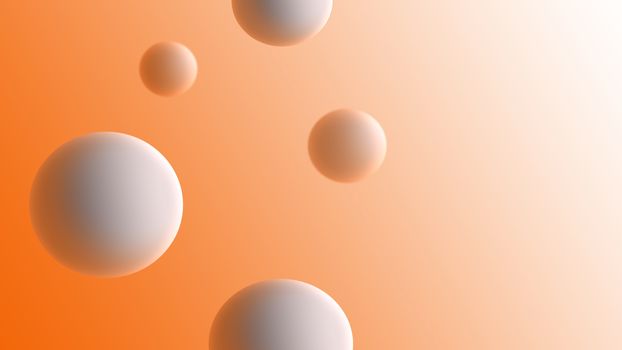White 3d circles on light orange background. Web design. Illustration.