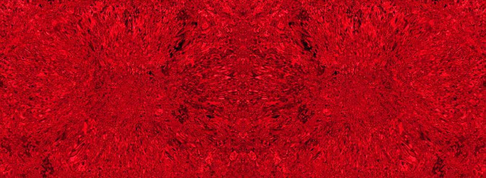 Red abstract distorted textured background. Rippled surface. Panoramic view. Banner.