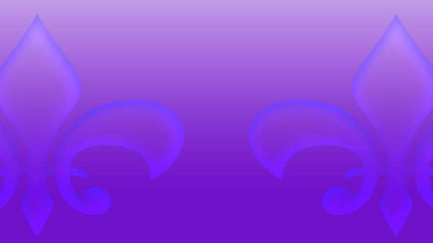 Purple neon gradient background with two 3d glowing fleur de lis icons on it. Illustration