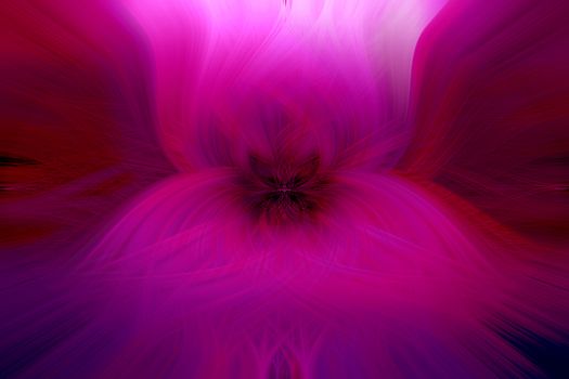 Beautiful abstract intertwined 3d fibers forming a shape of sparkle, flame, flower. Pink, blue, maroon, and purple colors. Illustration.