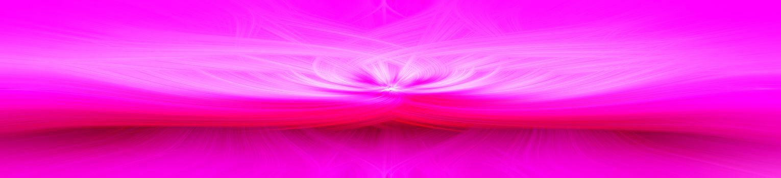 Beautiful abstract intertwined 3d fibers forming a shape of sparkle, flame, flower, interlinked hearts. Pink and purple colors. Illustration. Banner and panorama size.