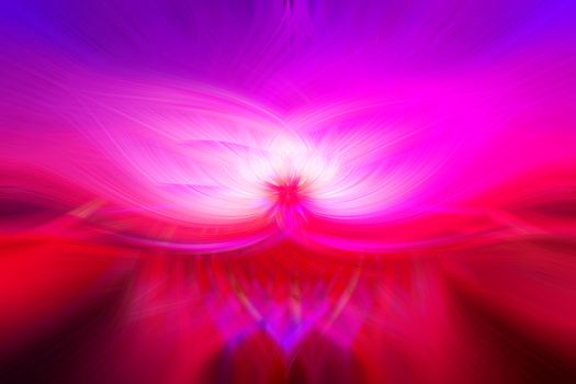 Beautiful abstract intertwined 3d fibers forming a shape of sparkle, flame, flower, interlinked hearts. Pink, blue, maroon, and purple colors. Illustration.