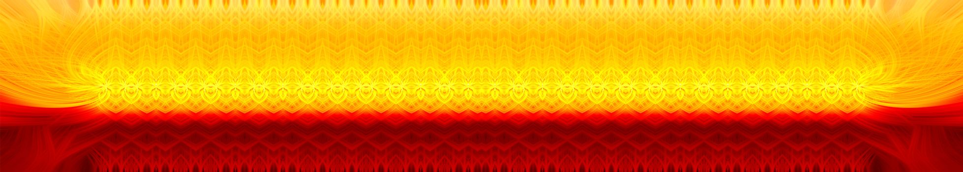 Beautiful abstract intertwined 3d fibers forming various symmetrical shapes and background pattern. Red and yellow colors. Illustration.