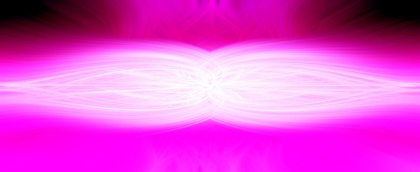 Beautiful abstract intertwined 3d fibers forming a shape of sparkle, flame, flower. Pink, white, and purple colors. Illustration.