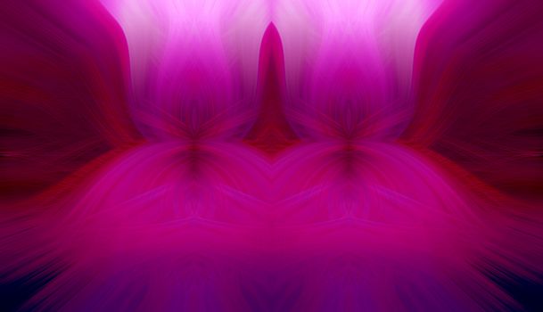 Beautiful abstract intertwined symmetrical 3d fibers forming a shape of sparkle, flame, flower. Pink, maroon, and purple colors. Illustration.