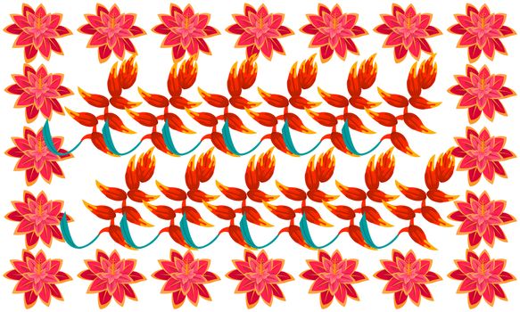 digital textile design of different flowers