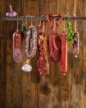 Different kinds of vegetables on a wooden studio background