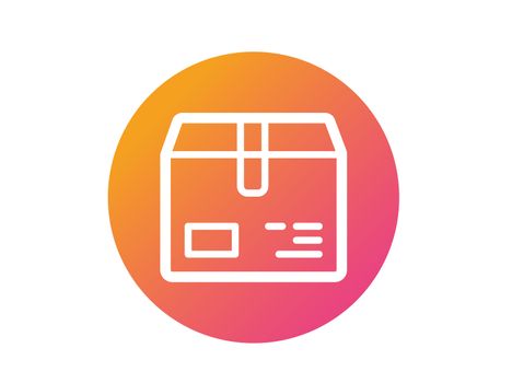 The isolated gradient orange to pink vector colorful delivery box line icon