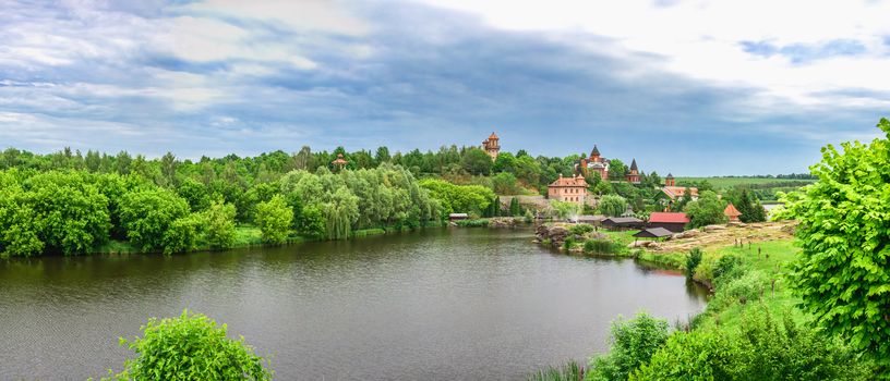 Buki, Ukraine 06.20.2020. Landscape Park and recreational complex in Buki village, Ukraine, on a cloudy summer day