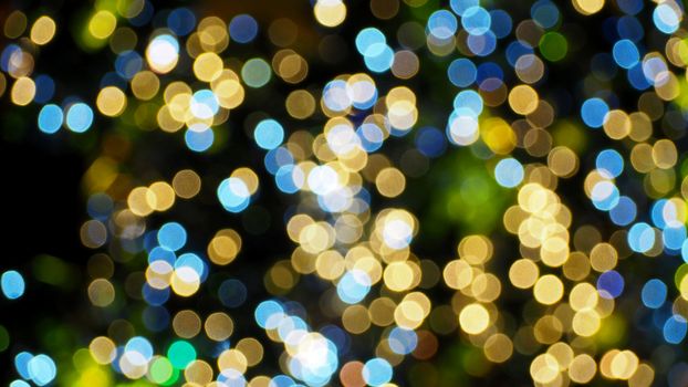 Colorful blurred bokeh lights in the night time.