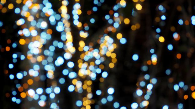 Colorful blurred bokeh lights in the night time.