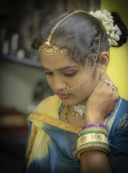 gorgeous youth woman with traditional cloths , fashion model girls