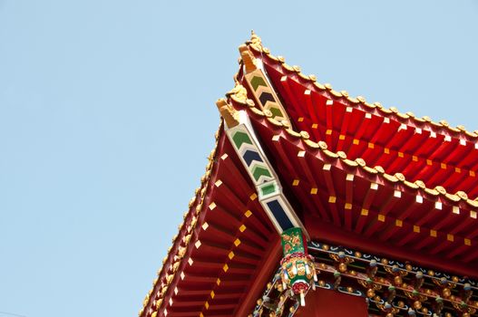 Traditional roof Wenwu temple Sun Moon Lake Taiwan