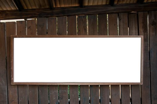 Annoucement board in Asian style on wooden wall