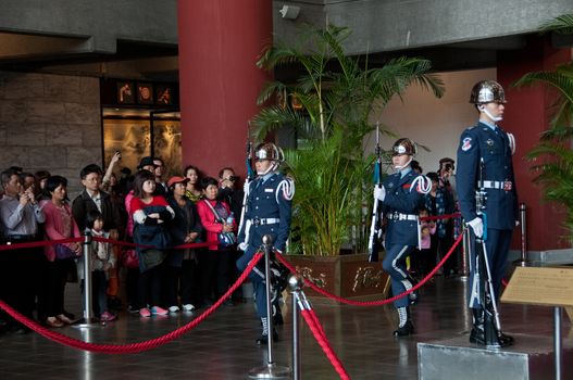 Guard changing at Sun Yat Sen Memorial in Taiwan