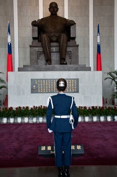 Guard at Sun Yat Sen Memorial hall in Taiwan