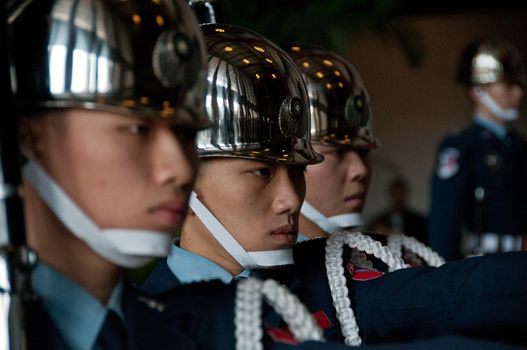 Soldiers at Sun Yat Sen Memorial hall in Taiwan