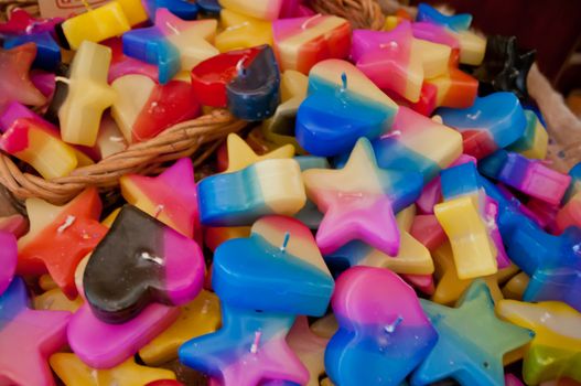 Variety shapes of colourful candles