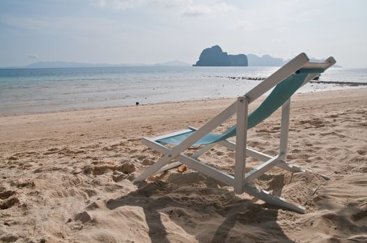 Relax beach chair on calm Asian shore