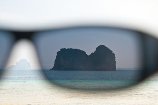 Looking through sun glasses Phuket Sea Thailand