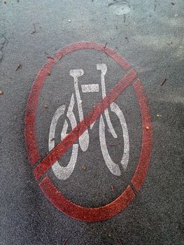 No bicycle sign on a road